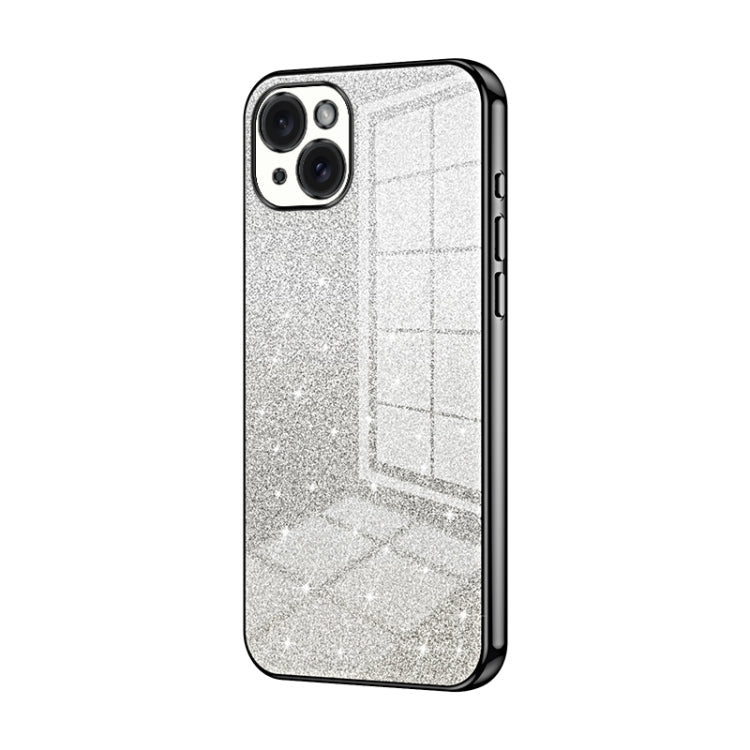Capa de telemóvel eletroplatinada com pó de glitter em gradiente, para iPhone 16 Pro, para iPhone 16 Plus, para iPhone 16, para iPhone 15 Pro Max, para iPhone 15 Pro, para iPhone 15 Plus