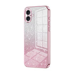 Capa de telemóvel eletroplatinada com pó de glitter em gradiente, para iPhone 16 Pro, para iPhone 16 Plus, para iPhone 16, para iPhone 15 Pro Max, para iPhone 15 Pro, para iPhone 15 Plus