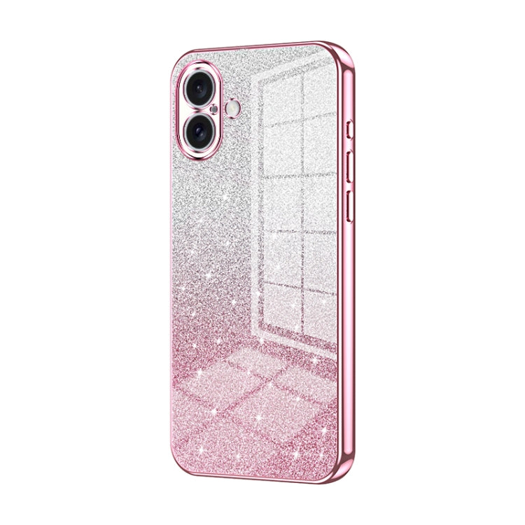 Capa de telemóvel eletroplatinada com pó de glitter em gradiente, para iPhone 16 Pro, para iPhone 16 Plus, para iPhone 16, para iPhone 15 Pro Max, para iPhone 15 Pro, para iPhone 15 Plus