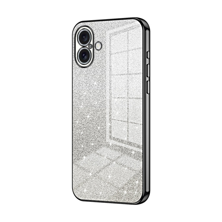 Capa de telemóvel eletroplatinada com pó de glitter em gradiente, para iPhone 16 Pro, para iPhone 16 Plus, para iPhone 16, para iPhone 15 Pro Max, para iPhone 15 Pro, para iPhone 15 Plus
