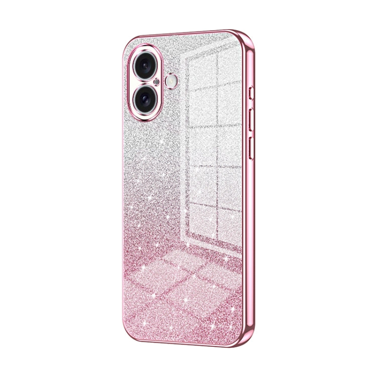 Capa de telemóvel eletroplatinada com pó de glitter em gradiente, para iPhone 16 Pro, para iPhone 16 Plus, para iPhone 16, para iPhone 15 Pro Max, para iPhone 15 Pro, para iPhone 15 Plus