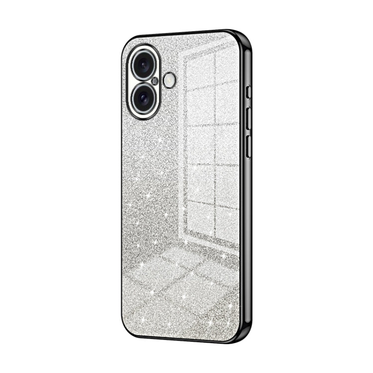 Capa de telemóvel eletroplatinada com pó de glitter em gradiente, para iPhone 16 Pro, para iPhone 16 Plus, para iPhone 16, para iPhone 15 Pro Max, para iPhone 15 Pro, para iPhone 15 Plus