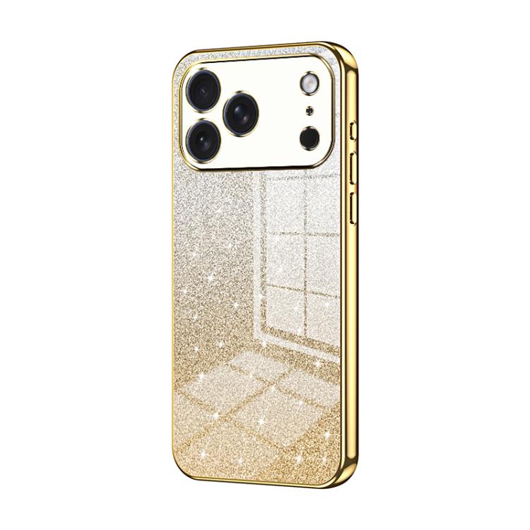 Capa de telemóvel eletroplatinada com pó de glitter em gradiente, para iPhone 17e / 16e, para iPhone 17 Pro Max, para iPhone 17 Pro, para iPhone 17, para iPhone Air, para iPhone 16 Pro Max