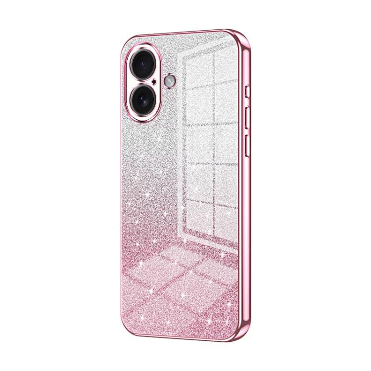 Capa de telemóvel eletroplatinada com pó de glitter em gradiente, para iPhone 17e / 16e, para iPhone 17 Pro Max, para iPhone 17 Pro, para iPhone 17, para iPhone Air, para iPhone 16 Pro Max