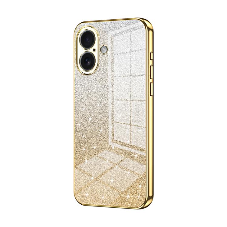 Capa de telemóvel eletroplatinada com pó de glitter em gradiente, para iPhone 17e / 16e, para iPhone 17 Pro Max, para iPhone 17 Pro, para iPhone 17, para iPhone Air, para iPhone 16 Pro Max