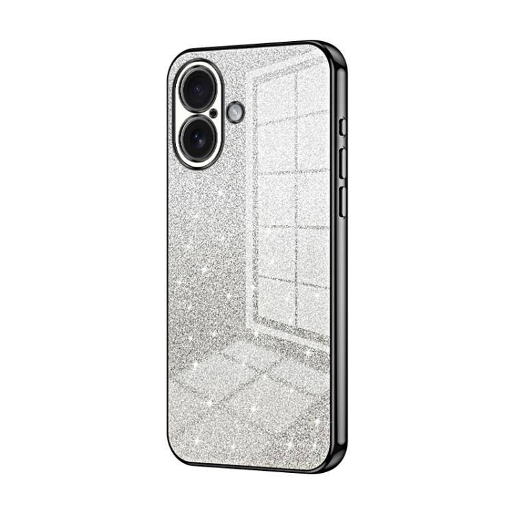 Capa de telemóvel eletroplatinada com pó de glitter em gradiente, para iPhone 17e / 16e, para iPhone 17 Pro Max, para iPhone 17 Pro, para iPhone 17, para iPhone Air, para iPhone 16 Pro Max