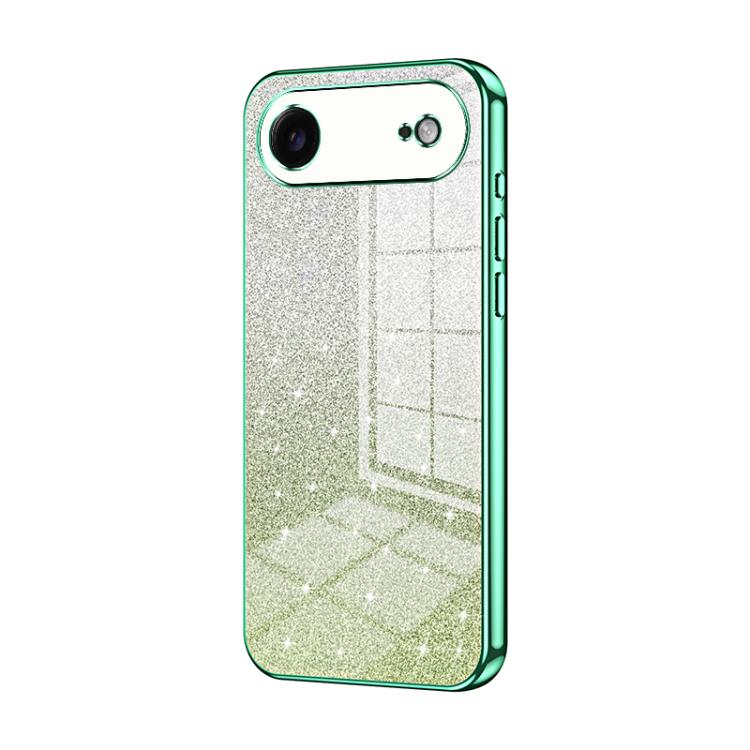 Capa de telemóvel eletroplatinada com pó de glitter em gradiente, para iPhone 17e / 16e, para iPhone 17 Pro Max, para iPhone 17 Pro, para iPhone 17, para iPhone Air, para iPhone 16 Pro Max