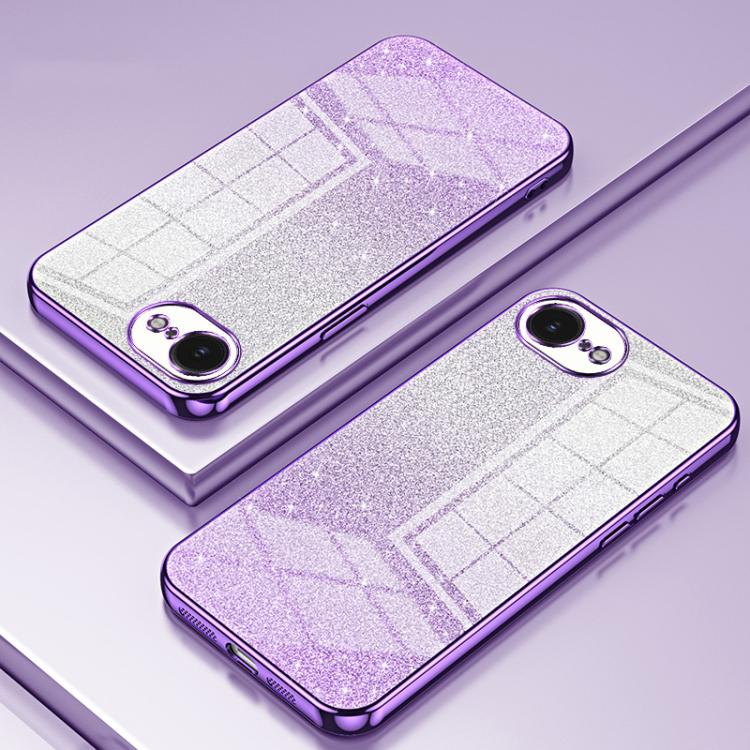 Capa de telemóvel eletroplatinada com pó de glitter em gradiente, para iPhone 17e / 16e, para iPhone 17 Pro Max, para iPhone 17 Pro, para iPhone 17, para iPhone Air, para iPhone 16 Pro Max