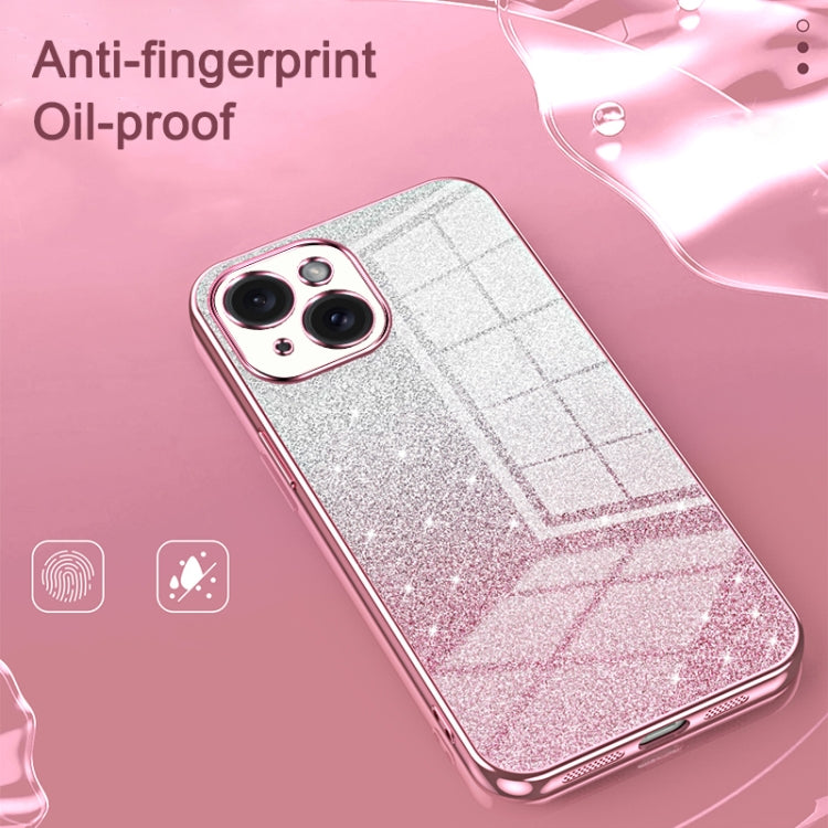 Capa de telemóvel eletroplatinada com pó de glitter em gradiente, para iPhone 17e / 16e, para iPhone 17 Pro Max, para iPhone 17 Pro, para iPhone 17, para iPhone Air, para iPhone 16 Pro Max