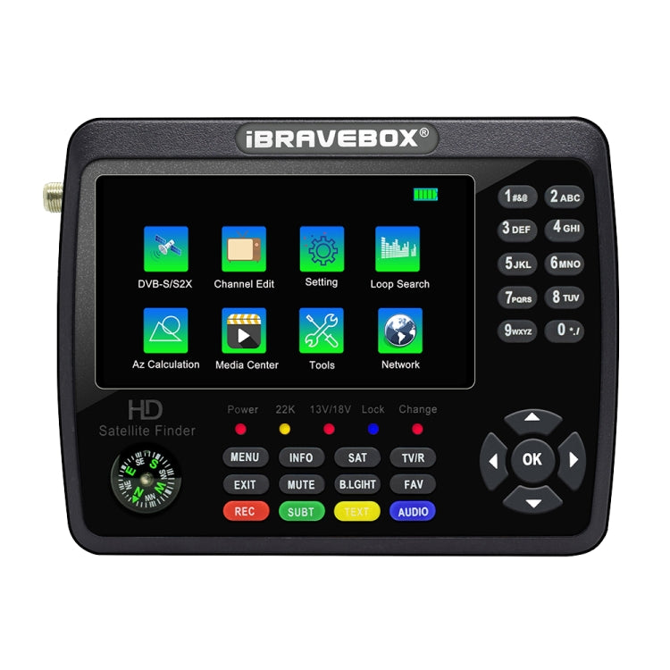 Medidor Digital de Sinal de Satélite iBRAVEBOX V10 Finder Max com Ecrã de 4.3 polegadas, Suporta DVB-S/S2/S2X, Plugue UE, Plugue EUA, Plugue Reino Unido, Plugue AU