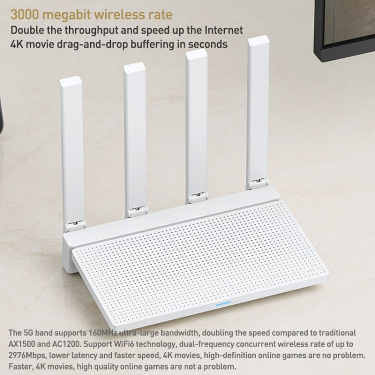 Roteador Original Xiaomi AX3000T CPU 1.3GHz Dual-Band 2.4GHz/5GHz Suporta Ligação NFC, Ficha EUA, AX3000T