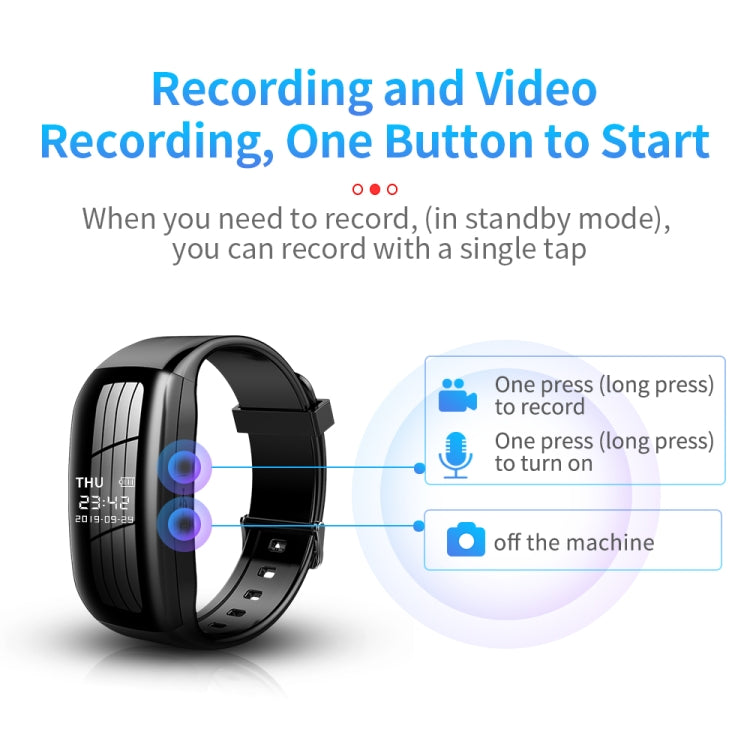 Pulseira Eletrónica de Gravação Inteligente JNN C5 com Redução de Ruído HD, 8GB, 16GB, 32GB, 64GB, 128GB