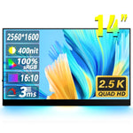 Monitor Portátil de 14 polegadas HDR 2560x1600P Ecrã IPS, 14 polegadas 2.5K