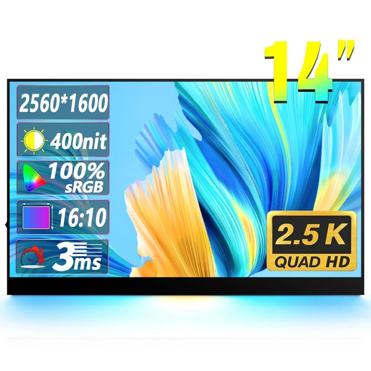 Monitor Portátil de 14 polegadas HDR 2560x1600P Ecrã IPS, 14 polegadas 2.5K