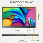 Monitor Portátil de 15,6 polegadas HDR 1080P Ecrã IPS, 15,6 polegadas 1080P