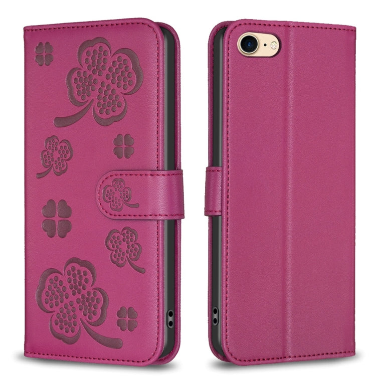 Capa de Telefone em Pele com Relevo de Quatro Folhas, Para iPhone 7 / 8 / SE 2022, Para iPhone 13 Pro Max, Para iPhone 13 Pro, Para iPhone 13, Para iPhone 12 / 12 Pro, Para iPhone 12 Pro Max, Para iPhone 11 Pro Max, Para iPhone 11