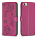 Capa de Telefone em Pele com Relevo de Quatro Folhas, Para iPhone 7 / 8 / SE 2022, Para iPhone 13 Pro Max, Para iPhone 13 Pro, Para iPhone 13, Para iPhone 12 / 12 Pro, Para iPhone 12 Pro Max, Para iPhone 11 Pro Max, Para iPhone 11