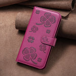 Capa de Telefone em Pele com Relevo de Quatro Folhas, Para iPhone 7 / 8 / SE 2022, Para iPhone 13 Pro Max, Para iPhone 13 Pro, Para iPhone 13, Para iPhone 12 / 12 Pro, Para iPhone 12 Pro Max, Para iPhone 11 Pro Max, Para iPhone 11