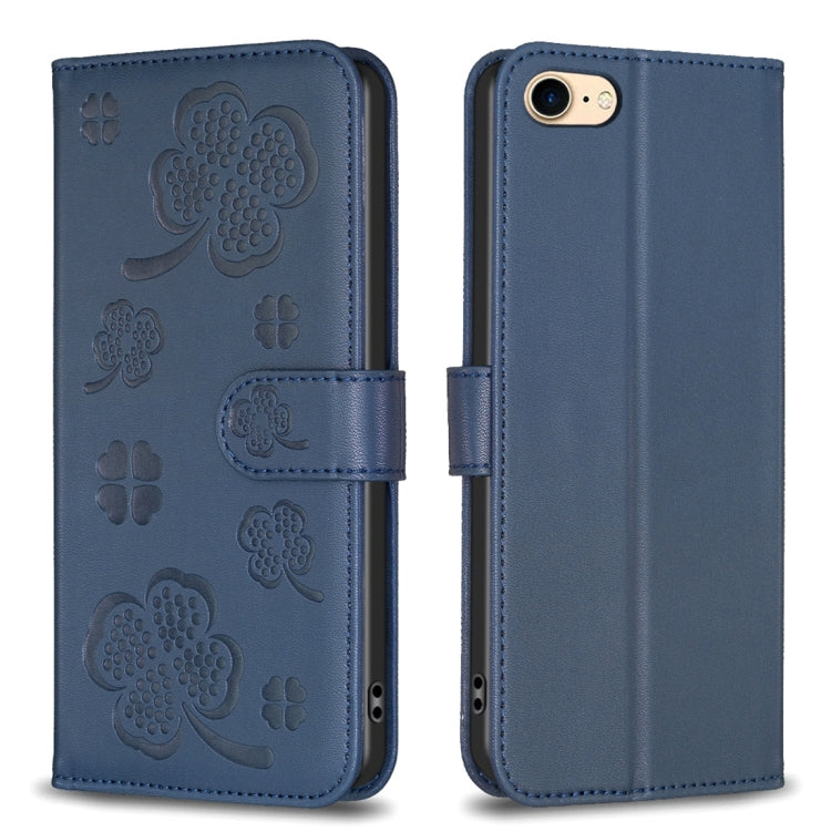 Capa de Telefone em Pele com Relevo de Quatro Folhas, Para iPhone 7 / 8 / SE 2022, Para iPhone 13 Pro Max, Para iPhone 13 Pro, Para iPhone 13, Para iPhone 12 / 12 Pro, Para iPhone 12 Pro Max, Para iPhone 11 Pro Max, Para iPhone 11