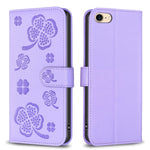 Capa de Telefone em Pele com Relevo de Quatro Folhas, Para iPhone 7 / 8 / SE 2022, Para iPhone 13 Pro Max, Para iPhone 13 Pro, Para iPhone 13, Para iPhone 12 / 12 Pro, Para iPhone 12 Pro Max, Para iPhone 11 Pro Max, Para iPhone 11