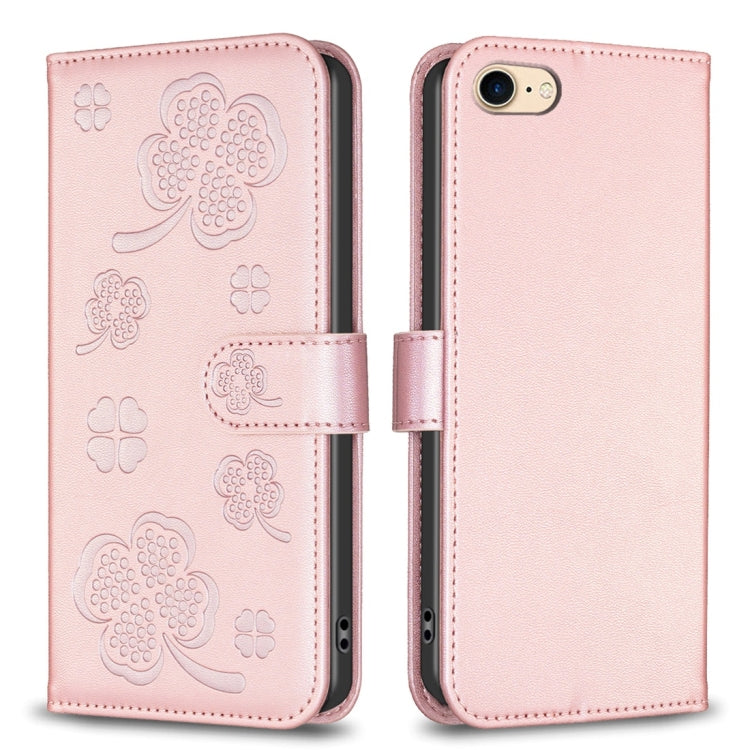 Capa de Telefone em Pele com Relevo de Quatro Folhas, Para iPhone 7 / 8 / SE 2022, Para iPhone 13 Pro Max, Para iPhone 13 Pro, Para iPhone 13, Para iPhone 12 / 12 Pro, Para iPhone 12 Pro Max, Para iPhone 11 Pro Max, Para iPhone 11