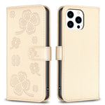 Capa de Telefone em Pele com Relevo de Quatro Folhas, Para iPhone 7 / 8 / SE 2022, Para iPhone 13 Pro Max, Para iPhone 13 Pro, Para iPhone 13, Para iPhone 12 / 12 Pro, Para iPhone 12 Pro Max, Para iPhone 11 Pro Max, Para iPhone 11