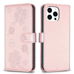 Capa de Telefone em Pele com Relevo de Quatro Folhas, Para iPhone 7 / 8 / SE 2022, Para iPhone 13 Pro Max, Para iPhone 13 Pro, Para iPhone 13, Para iPhone 12 / 12 Pro, Para iPhone 12 Pro Max, Para iPhone 11 Pro Max, Para iPhone 11