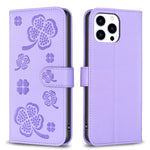 Capa de Telefone em Pele com Relevo de Quatro Folhas, Para iPhone 7 / 8 / SE 2022, Para iPhone 13 Pro Max, Para iPhone 13 Pro, Para iPhone 13, Para iPhone 12 / 12 Pro, Para iPhone 12 Pro Max, Para iPhone 11 Pro Max, Para iPhone 11