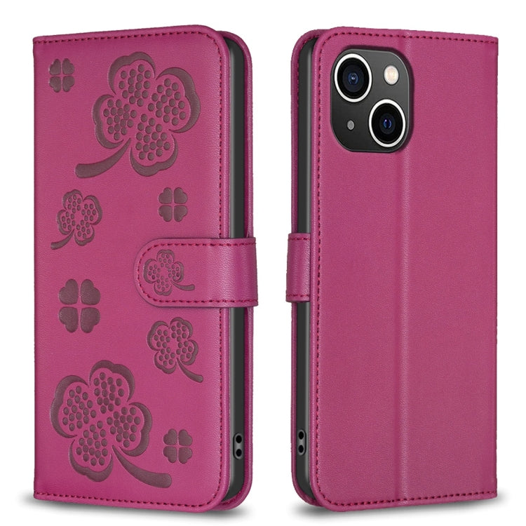 Capa de Telefone em Pele com Relevo de Quatro Folhas, Para iPhone 7 / 8 / SE 2022, Para iPhone 13 Pro Max, Para iPhone 13 Pro, Para iPhone 13, Para iPhone 12 / 12 Pro, Para iPhone 12 Pro Max, Para iPhone 11 Pro Max, Para iPhone 11