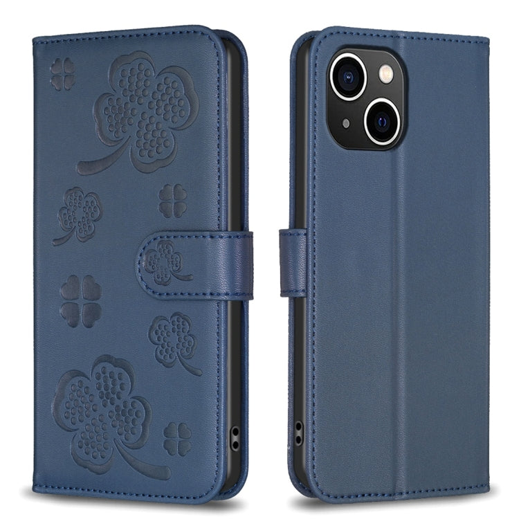 Capa de Telefone em Pele com Relevo de Quatro Folhas, Para iPhone 7 / 8 / SE 2022, Para iPhone 13 Pro Max, Para iPhone 13 Pro, Para iPhone 13, Para iPhone 12 / 12 Pro, Para iPhone 12 Pro Max, Para iPhone 11 Pro Max, Para iPhone 11