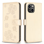 Capa de Telefone em Pele com Relevo de Quatro Folhas, Para iPhone 7 / 8 / SE 2022, Para iPhone 13 Pro Max, Para iPhone 13 Pro, Para iPhone 13, Para iPhone 12 / 12 Pro, Para iPhone 12 Pro Max, Para iPhone 11 Pro Max, Para iPhone 11