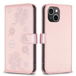 Capa de Telefone em Pele com Relevo de Quatro Folhas, Para iPhone 7 / 8 / SE 2022, Para iPhone 13 Pro Max, Para iPhone 13 Pro, Para iPhone 13, Para iPhone 12 / 12 Pro, Para iPhone 12 Pro Max, Para iPhone 11 Pro Max, Para iPhone 11