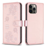 Capa de Telefone em Pele com Relevo de Quatro Folhas, Para iPhone 7 / 8 / SE 2022, Para iPhone 13 Pro Max, Para iPhone 13 Pro, Para iPhone 13, Para iPhone 12 / 12 Pro, Para iPhone 12 Pro Max, Para iPhone 11 Pro Max, Para iPhone 11