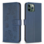 Capa de Telefone em Pele com Relevo de Quatro Folhas, Para iPhone 7 / 8 / SE 2022, Para iPhone 13 Pro Max, Para iPhone 13 Pro, Para iPhone 13, Para iPhone 12 / 12 Pro, Para iPhone 12 Pro Max, Para iPhone 11 Pro Max, Para iPhone 11