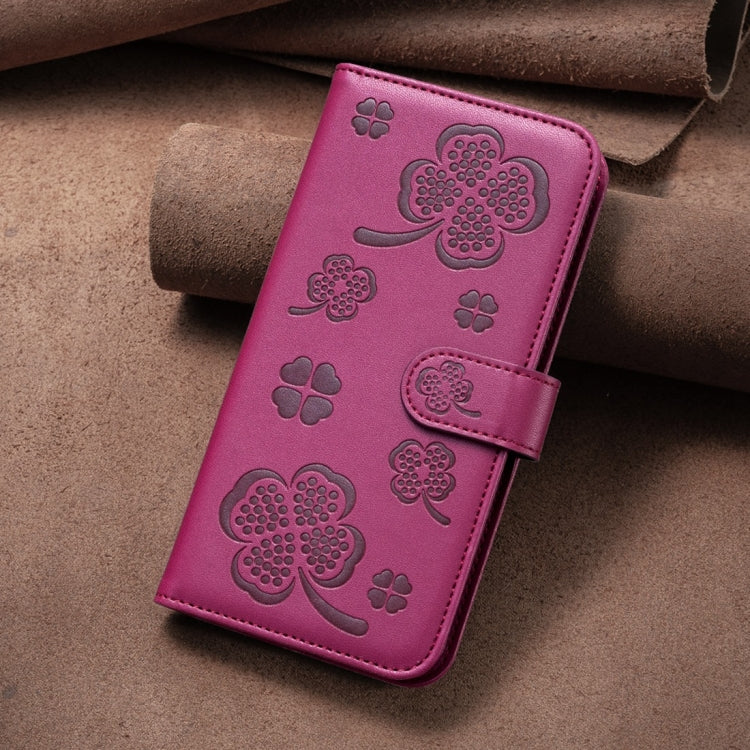 Capa de Telefone em Pele com Relevo de Quatro Folhas, Para iPhone 11 Pro, Para iPhone X / XS, Para iPhone XR, Para iPhone XS Max, Para iPhone 7 Plus / 8 Plus