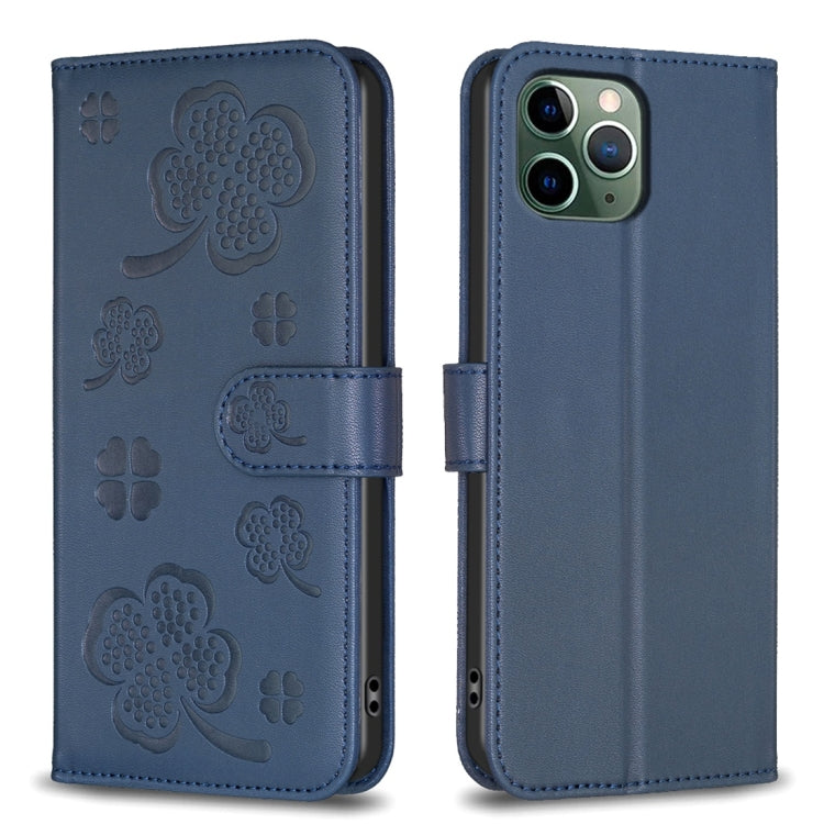 Capa de Telefone em Pele com Relevo de Quatro Folhas, Para iPhone 11 Pro, Para iPhone X / XS, Para iPhone XR, Para iPhone XS Max, Para iPhone 7 Plus / 8 Plus
