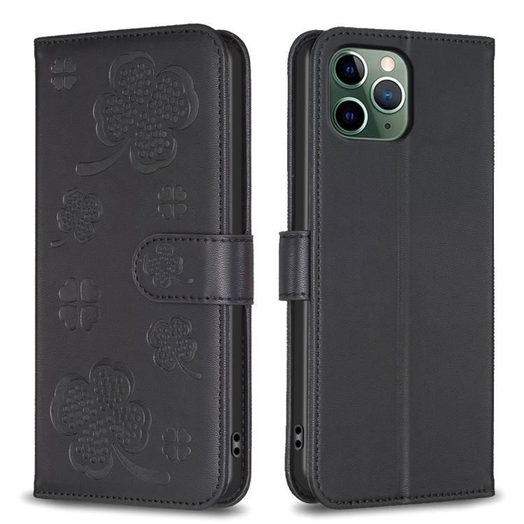 Capa de Telefone em Pele com Relevo de Quatro Folhas, Para iPhone 11 Pro, Para iPhone X / XS, Para iPhone XR, Para iPhone XS Max, Para iPhone 7 Plus / 8 Plus