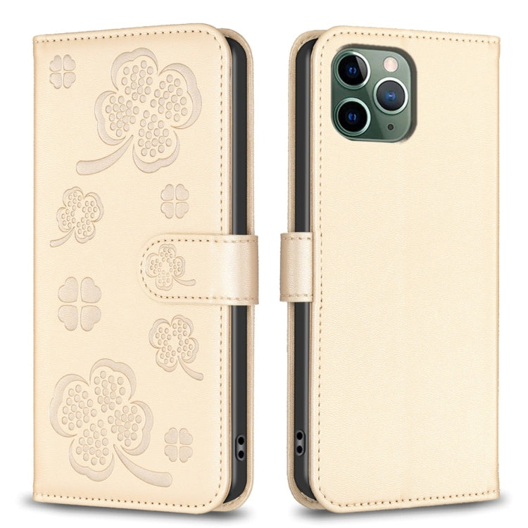 Capa de Telefone em Pele com Relevo de Quatro Folhas, Para iPhone 11 Pro, Para iPhone X / XS, Para iPhone XR, Para iPhone XS Max, Para iPhone 7 Plus / 8 Plus