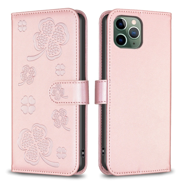 Capa de Telefone em Pele com Relevo de Quatro Folhas, Para iPhone 11 Pro, Para iPhone X / XS, Para iPhone XR, Para iPhone XS Max, Para iPhone 7 Plus / 8 Plus