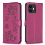 Capa de Telefone em Pele com Relevo de Quatro Folhas, Para iPhone 7 / 8 / SE 2022, Para iPhone 13 Pro Max, Para iPhone 13 Pro, Para iPhone 13, Para iPhone 12 / 12 Pro, Para iPhone 12 Pro Max, Para iPhone 11 Pro Max, Para iPhone 11