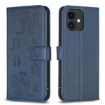 Capa de Telefone em Pele com Relevo de Quatro Folhas, Para iPhone 7 / 8 / SE 2022, Para iPhone 13 Pro Max, Para iPhone 13 Pro, Para iPhone 13, Para iPhone 12 / 12 Pro, Para iPhone 12 Pro Max, Para iPhone 11 Pro Max, Para iPhone 11