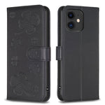 Capa de Telefone em Pele com Relevo de Quatro Folhas, Para iPhone 7 / 8 / SE 2022, Para iPhone 13 Pro Max, Para iPhone 13 Pro, Para iPhone 13, Para iPhone 12 / 12 Pro, Para iPhone 12 Pro Max, Para iPhone 11 Pro Max, Para iPhone 11