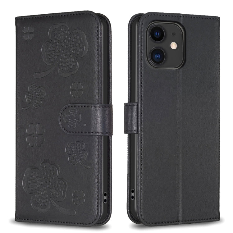 Capa de Telefone em Pele com Relevo de Quatro Folhas, Para iPhone 7 / 8 / SE 2022, Para iPhone 13 Pro Max, Para iPhone 13 Pro, Para iPhone 13, Para iPhone 12 / 12 Pro, Para iPhone 12 Pro Max, Para iPhone 11 Pro Max, Para iPhone 11