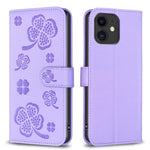 Capa de Telefone em Pele com Relevo de Quatro Folhas, Para iPhone 7 / 8 / SE 2022, Para iPhone 13 Pro Max, Para iPhone 13 Pro, Para iPhone 13, Para iPhone 12 / 12 Pro, Para iPhone 12 Pro Max, Para iPhone 11 Pro Max, Para iPhone 11
