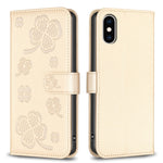 Capa de Telefone em Pele com Relevo de Quatro Folhas, Para iPhone 11 Pro, Para iPhone X / XS, Para iPhone XR, Para iPhone XS Max, Para iPhone 7 Plus / 8 Plus