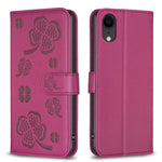 Capa de Telefone em Pele com Relevo de Quatro Folhas, Para iPhone 11 Pro, Para iPhone X / XS, Para iPhone XR, Para iPhone XS Max, Para iPhone 7 Plus / 8 Plus