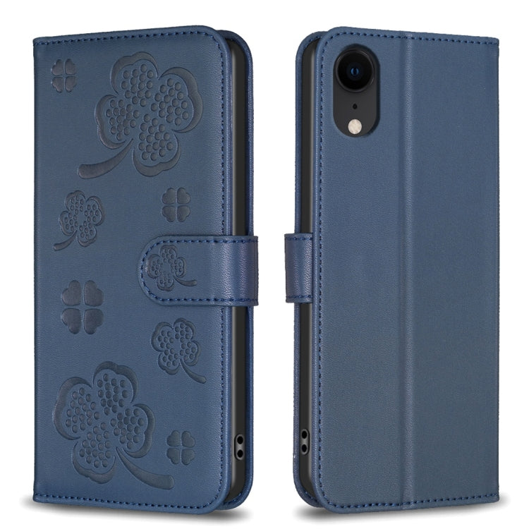 Capa de Telefone em Pele com Relevo de Quatro Folhas, Para iPhone 11 Pro, Para iPhone X / XS, Para iPhone XR, Para iPhone XS Max, Para iPhone 7 Plus / 8 Plus