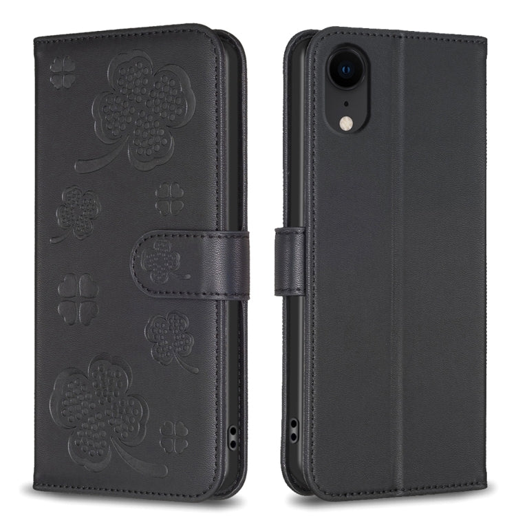 Capa de Telefone em Pele com Relevo de Quatro Folhas, Para iPhone 11 Pro, Para iPhone X / XS, Para iPhone XR, Para iPhone XS Max, Para iPhone 7 Plus / 8 Plus