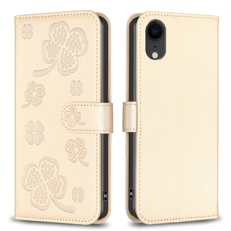 Capa de Telefone em Pele com Relevo de Quatro Folhas, Para iPhone 11 Pro, Para iPhone X / XS, Para iPhone XR, Para iPhone XS Max, Para iPhone 7 Plus / 8 Plus