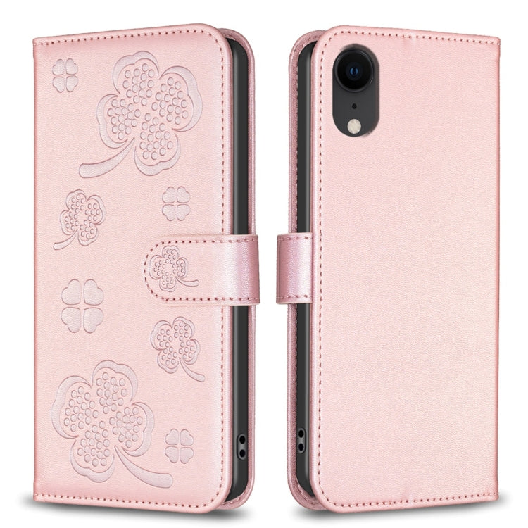 Capa de Telefone em Pele com Relevo de Quatro Folhas, Para iPhone 11 Pro, Para iPhone X / XS, Para iPhone XR, Para iPhone XS Max, Para iPhone 7 Plus / 8 Plus